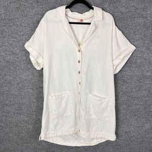 Pilcro and the Letterpress White Linen Blend Pocket Shirt Dress, Size L